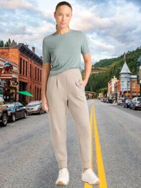 Avia Womens Scuba Knit Pleat Jogger Pants Sports Yoga Sandwashed Black XXL (20)